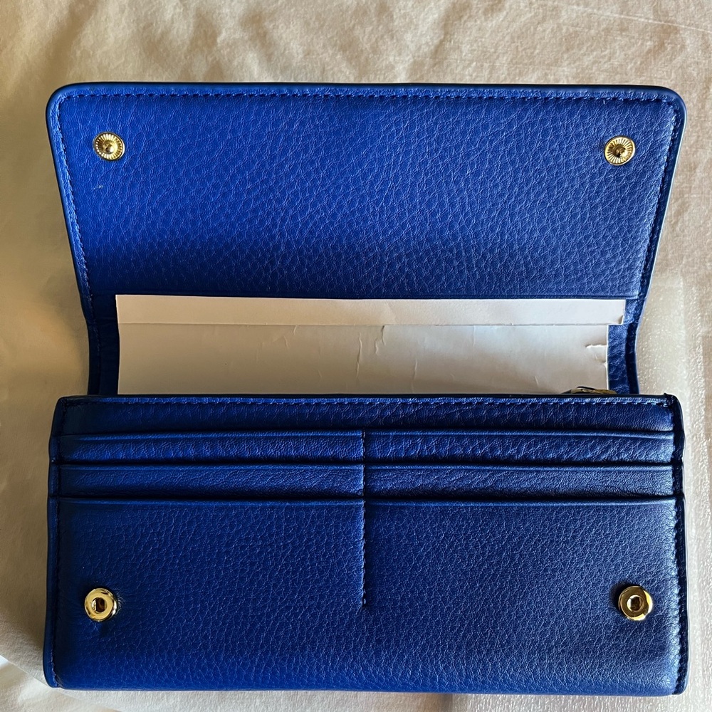 Tory Burch Jelly Blue Leather Wallet with Structured Design - Picture 6 of 8
